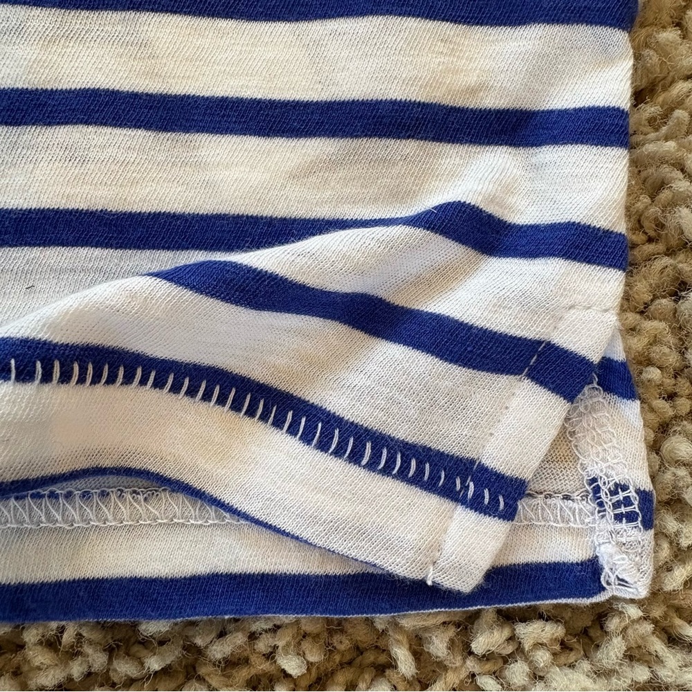 J Crew Vintage Cotton Scoopneck Tank in Stripe White Blue Size Medium - Picture 4 of 9
